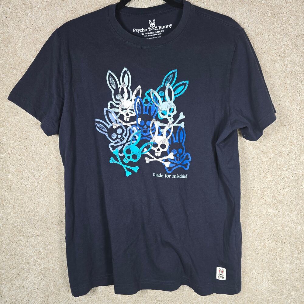 Psycho Bunny "Made for Mischief" Graphic Tee. Size M (5). 100% Cotton.  Ret. $65